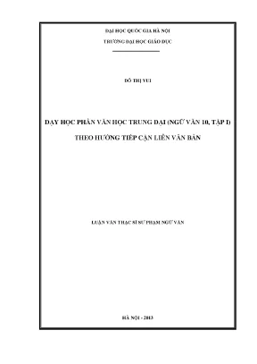 Dạy Học Văn Học Trung Đại Ngữ Văn 10 Tập I Theo Hướng 