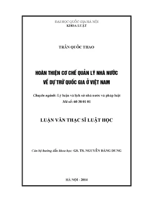 Cải thiện cơ chế quản lý nhà nước về dự trữ quốc gia tại