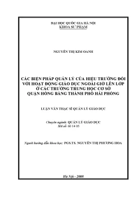 Biện Pháp Quản Lý Hoạt Động Giáo Dục Ngoài Giờ Lên Lớp