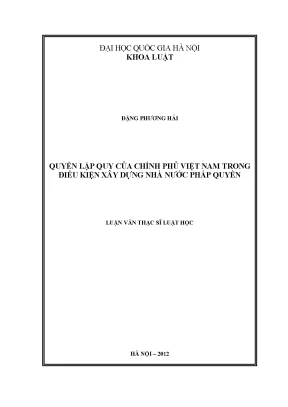 Quyền Lập Quy Của Chính Phủ Việt Nam Trong Xây Dựng Nhà