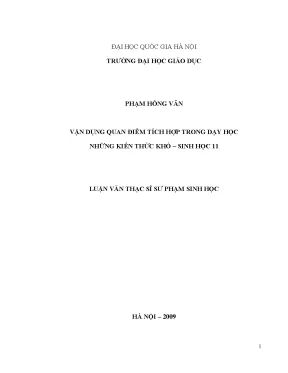 Vận Dụng Quan Điểm Tích Hợp Trong Dạy Học Sinh Học 11