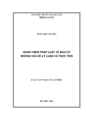 Hoàn thiện pháp luật bầu cử: Lý luận và thực tiễn tại