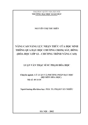 Nâng cao năng lực nhận thức học sinh qua dạy học hóa học