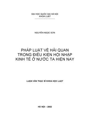 Pháp Luật Hải Quan Việt Nam Trong Hội Nhập Kinh Tế