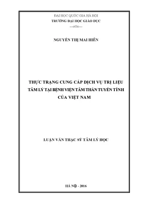 Thực trạng dịch vụ trị liệu tâm lý tại bệnh viện tâm