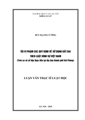 Nghiên cứu tội vi phạm quy định sử dụng đất đai theo