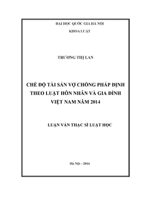 Chế Độ Tài Sản Vợ Chồng Pháp Định Theo Luật Hôn Nhân và
