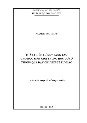 Phát Triển Tư Duy Sáng Tạo Cho Học Sinh Giỏi Trung Học
