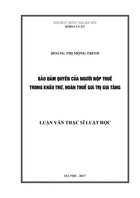 Bảo Đảm Quyền Nộp Thuế Trong Khấu Trừ Và Hoàn Thuế Giá