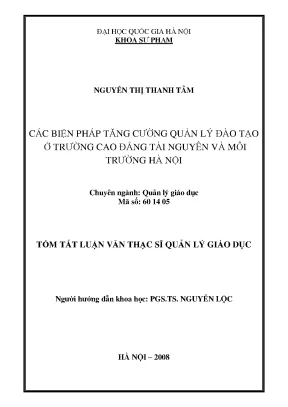 Các Biện Pháp Tăng Cường Quản Lý Đào Tạo Tại Trường Cao