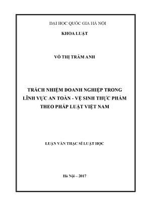 Trách Nhiệm Doanh Nghiệp Về An Toàn Vệ Sinh Thực Phẩm
