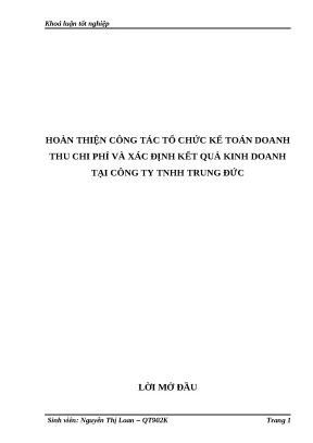 Cải Thiện Tổ Chức Kế Toán Doanh Thu và Chi Phí tại Công