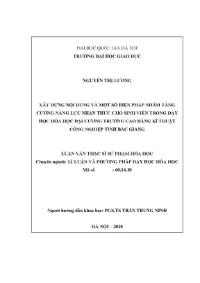 Nâng cao năng lực nhận thức cho sinh viên trong dạy học
