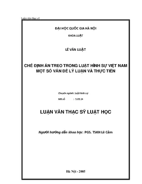 Chế Định Án Treo Trong Luật Hình Sự Việt Nam: Vấn Đề Lý