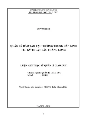 Quản Lý Đào Tạo Tại Trường Trung Cấp Kinh Tế - Kỹ Thuật