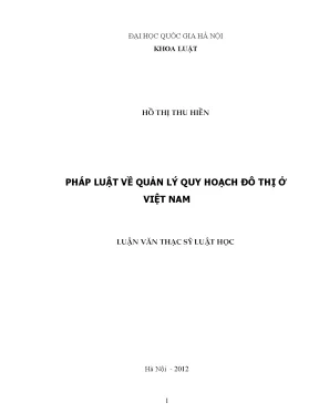 Quản Lý Quy Hoạch Đô Thị Ở Việt Nam: Nghiên Cứu Luật