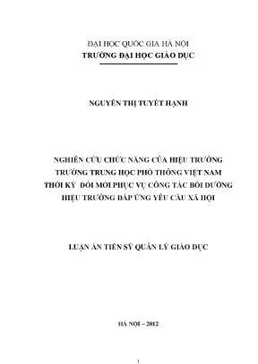 Nghiên cứu chức năng hiệu trưởng trường THPT Việt Nam
