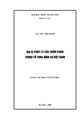 Địa Vị Pháp Lý Của Thẩm Phán Trong Tố Tụng Hình Sự Việt Nam
