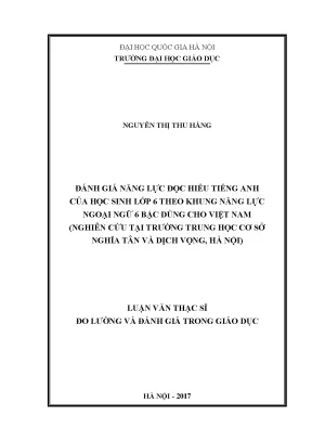 Đánh Giá Năng Lực Đọc Hiểu Tiếng Anh Của Học Sinh Lớp 6