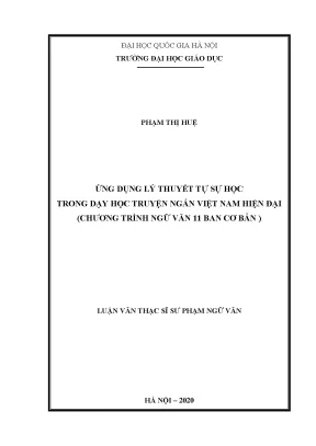 Ứng Dụng Lí Thuyết Tự Sự Học Trong Dạy Học Truyện Ngắn