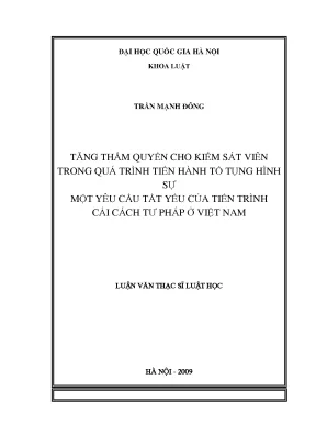 Tăng Thẩm Quyền Kiểm Sát Viên Trong Tố Tụng Hình Sự: Yêu