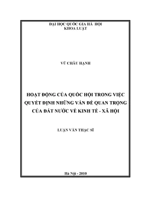 Vai trò của Quốc hội trong quyết định các vấn đề kinh tế