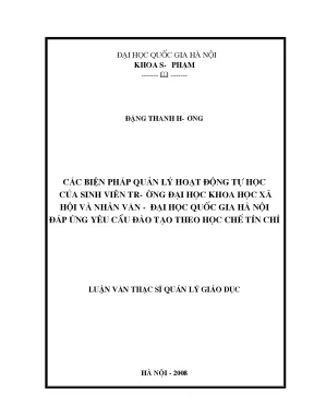 Biện Pháp Quản Lý Hoạt Động Tự Học Của Sinh Viên Trường