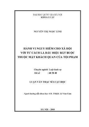 Hành Vi Nguy Hiểm Cho Xã Hội: Dấu Hiệu Bắt Buộc Trong