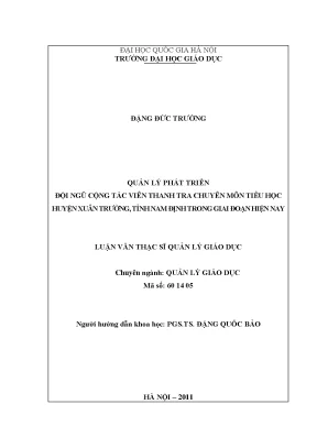 Quản lý phát triển đội ngũ cộng tác viên thanh tra tiểu