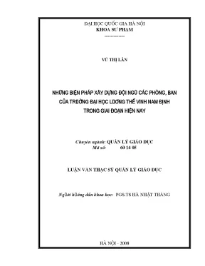 Biện Pháp Xây Dựng Đội Ngũ Cán Bộ Trường Đại Học Lương