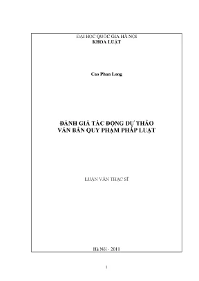 Đánh Giá Tác Động Dự Thảo Văn Bản Quy Phạm Pháp Luật Tại