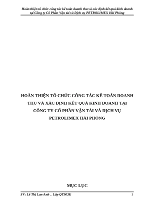 Cải Tiến Công Tác Kế Toán Doanh Thu và Kết Quả Kinh