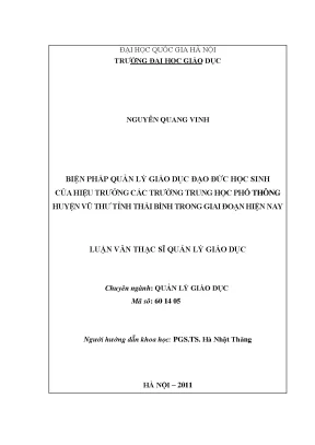 Biện Pháp Quản Lý Giáo Dục Đạo Đức Học Sinh Tại Trường