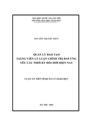 Quản Lý Đào Tạo Giảng Viên Lý Luận Chính Trị Trong Thời