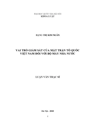 Vai trò giám sát của Mặt trận Tổ quốc Việt Nam đối với