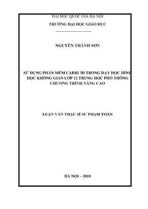 Sử Dụng Phần Mềm Cabri 3D Trong Dạy Học Hình Học Không