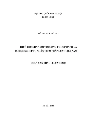 Phân Tích Thuế Thu Nhập Đối Với Công Ty Hợp Danh Và