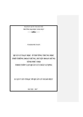 Quản Lý Dạy Học Chất Lượng Tại Trường THPT Đoan Hùng,