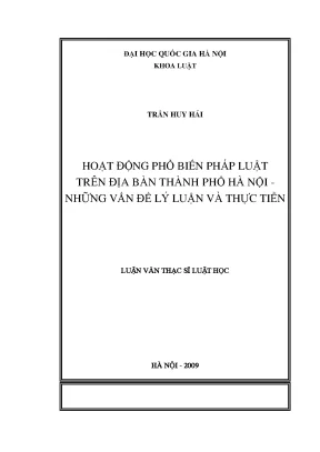 Hoạt động phổ biến pháp luật tại Hà Nội: Lý luận và thực