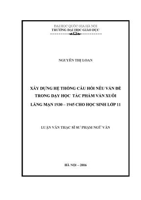 Xây Dựng Hệ Thống Câu Hỏi Nêu Vấn Đề Trong Dạy Học Văn