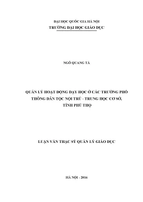 Quản lý hoạt động dạy học tại trường phổ thông dân tộc