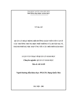 Quản lý bồi dưỡng giáo viên cốt cán tại các trường THPT