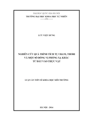 Nghiên cứu quá trình tích tụ urani và thori trong thực