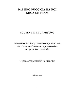 Biện Pháp Quản Lý Dạy Học Tiếng Anh Tại Trường Trung Học