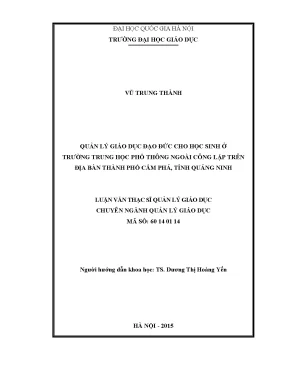 Quản Lý Giáo Dục Đạo Đức Cho Học Sinh Trường Trung Học
