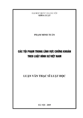 Tội Phạm Trong Lĩnh Vực Chứng Khoán Theo Luật Hình Sự