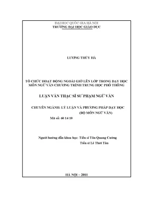 Tổ Chức Hoạt Động Ngoài Giờ Lên Lớp Trong Dạy Học Ngữ