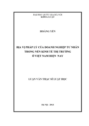 Địa Vị Pháp Lý Doanh Nghiệp Tư Nhân Trong Nền Kinh Tế