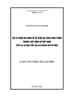 Tội Vi Phạm Quy Định Về An Toàn Thực Phẩm Trong Luật