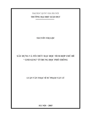 Xây dựng và tổ chức dạy học tích hợp chủ đề ánh sáng cho